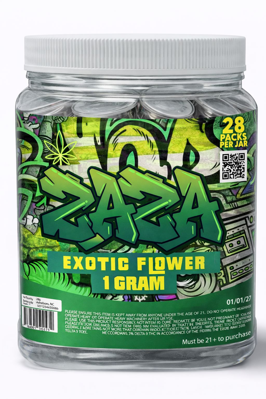 1 Gram Hybrid Flower - 28 Packs Per Jar