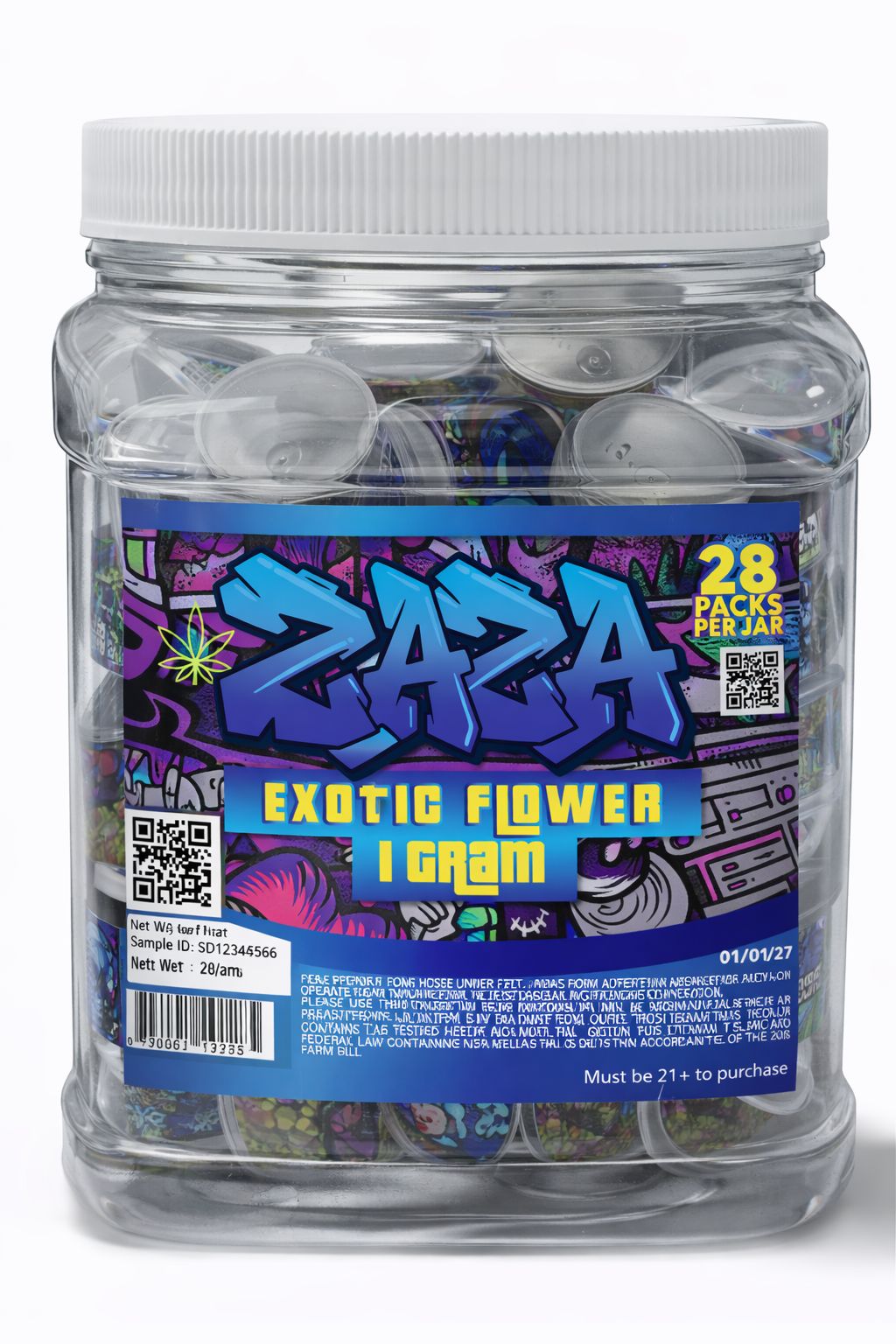 1 Gram Indica Flower - 28 Packs Per Jar